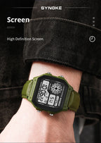 Montre SYNOKE Homme — Waterproof, LED & Cuir Vintage, Outdoor