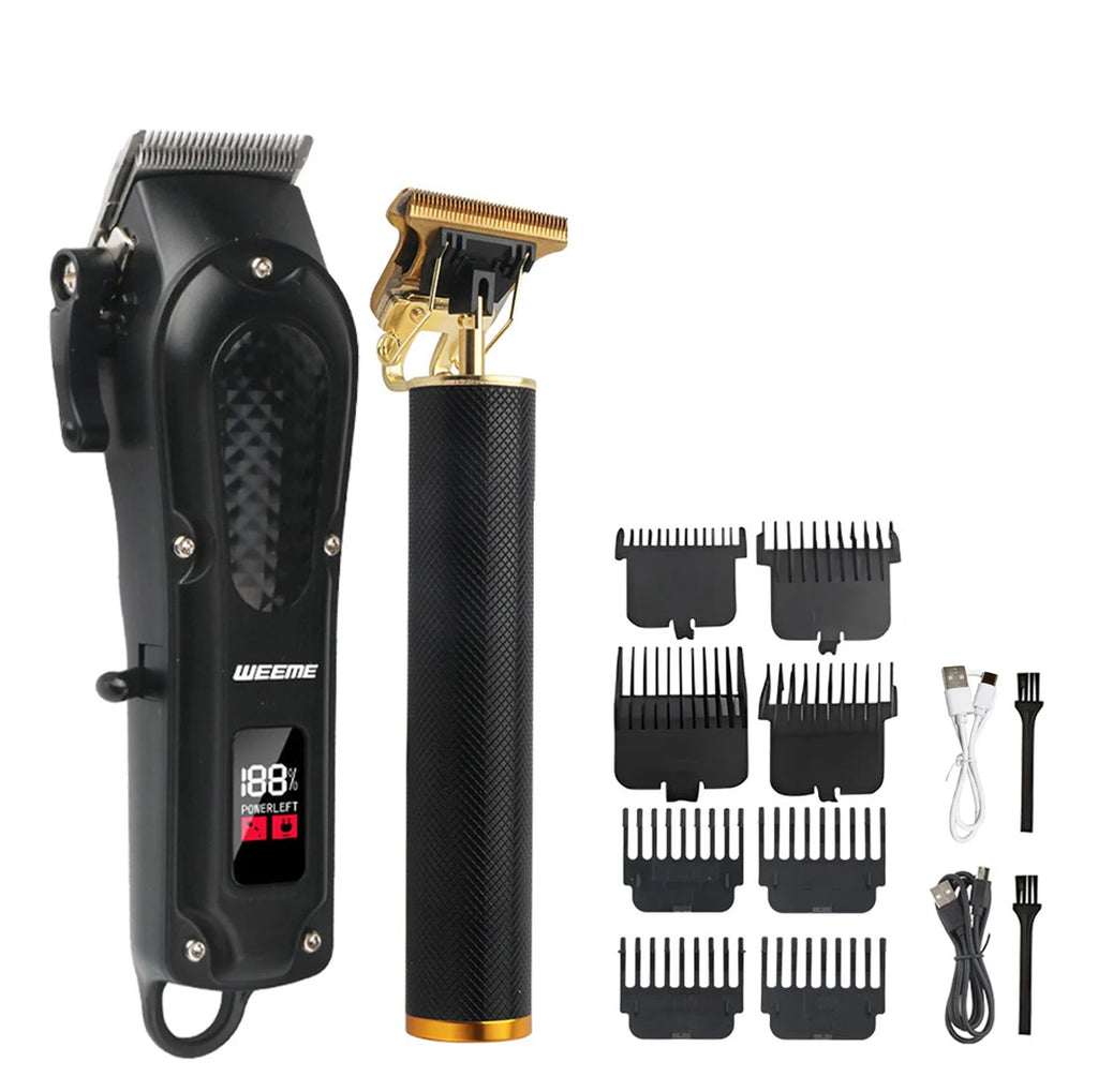 Kit Tondeuse Électrique Homme T9 — Barbe, Cheveux & Nez, Rechargeable, Idée Cadeau