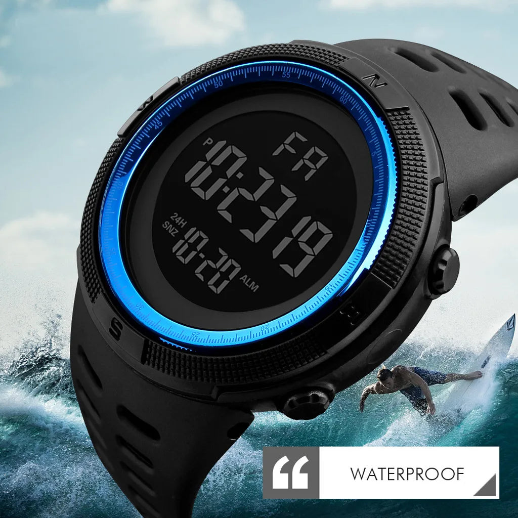 Montre Militaire Homme — LED Lumineuse & Multifonction, Sport