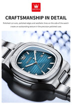 Montre OLEVS 3696 Homme — Carrée Luxe, Quartz & Acier Inoxydable Waterproof