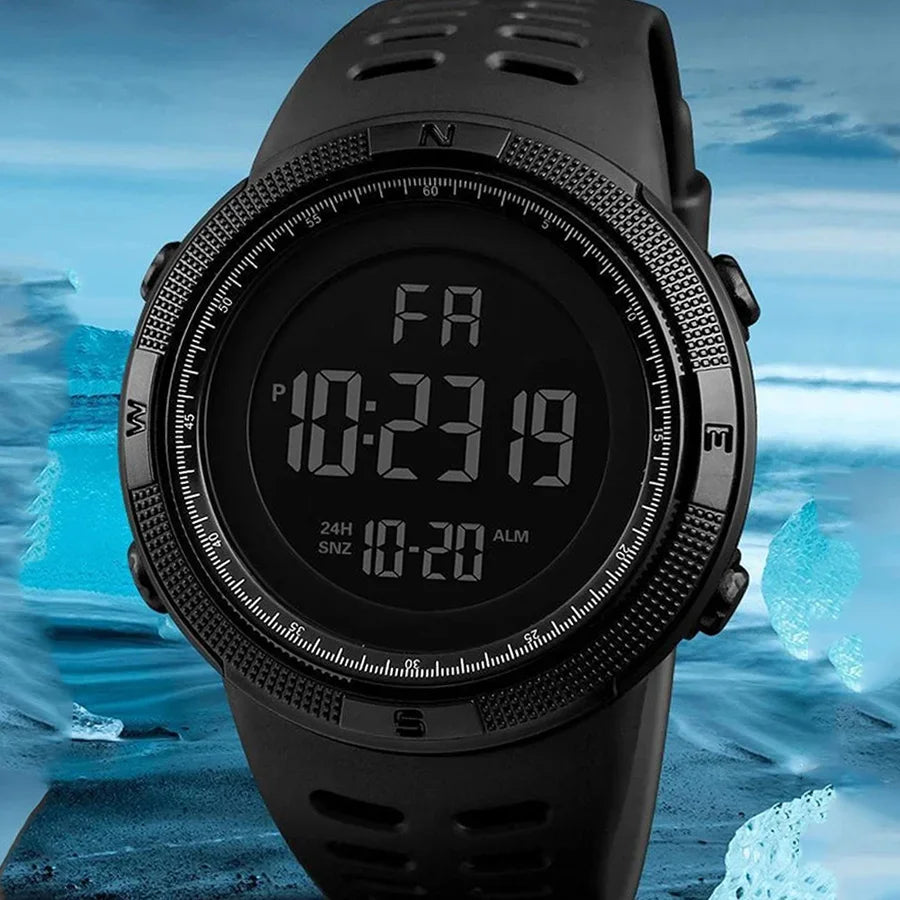 Montre Militaire Homme — LED Lumineuse & Multifonction, Sport