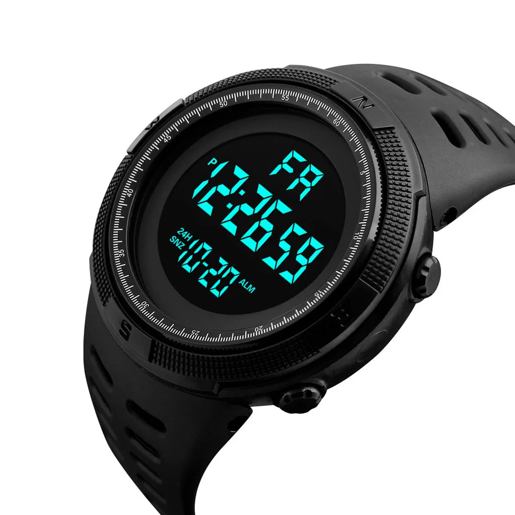 Montre Militaire Homme — LED Lumineuse & Multifonction, Sport