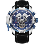 Montre Automatique Reef Tiger/RT Homme — Luxe Militaire Bleue Acier Waterproof