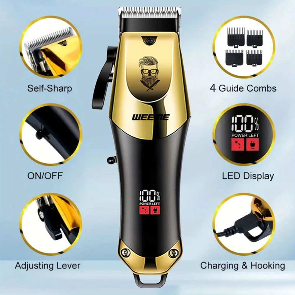 Kit Tondeuse Électrique Homme T9 — Barbe, Cheveux & Nez, Rechargeable, Idée Cadeau