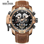 Montre Automatique Reef Tiger/RT Homme — Luxe Militaire Bleue Acier Waterproof