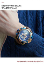 Montre Automatique Reef Tiger/RT Homme — Luxe Militaire Bleue Acier Waterproof