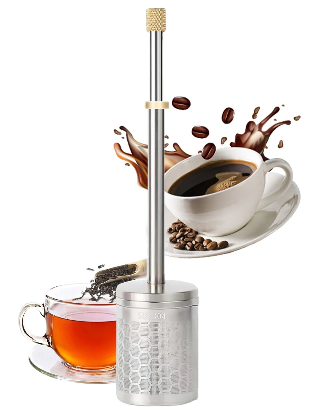 Filtre à Café Réutilisable en Acier Inoxydable — Infuseur Thé & Café Portable