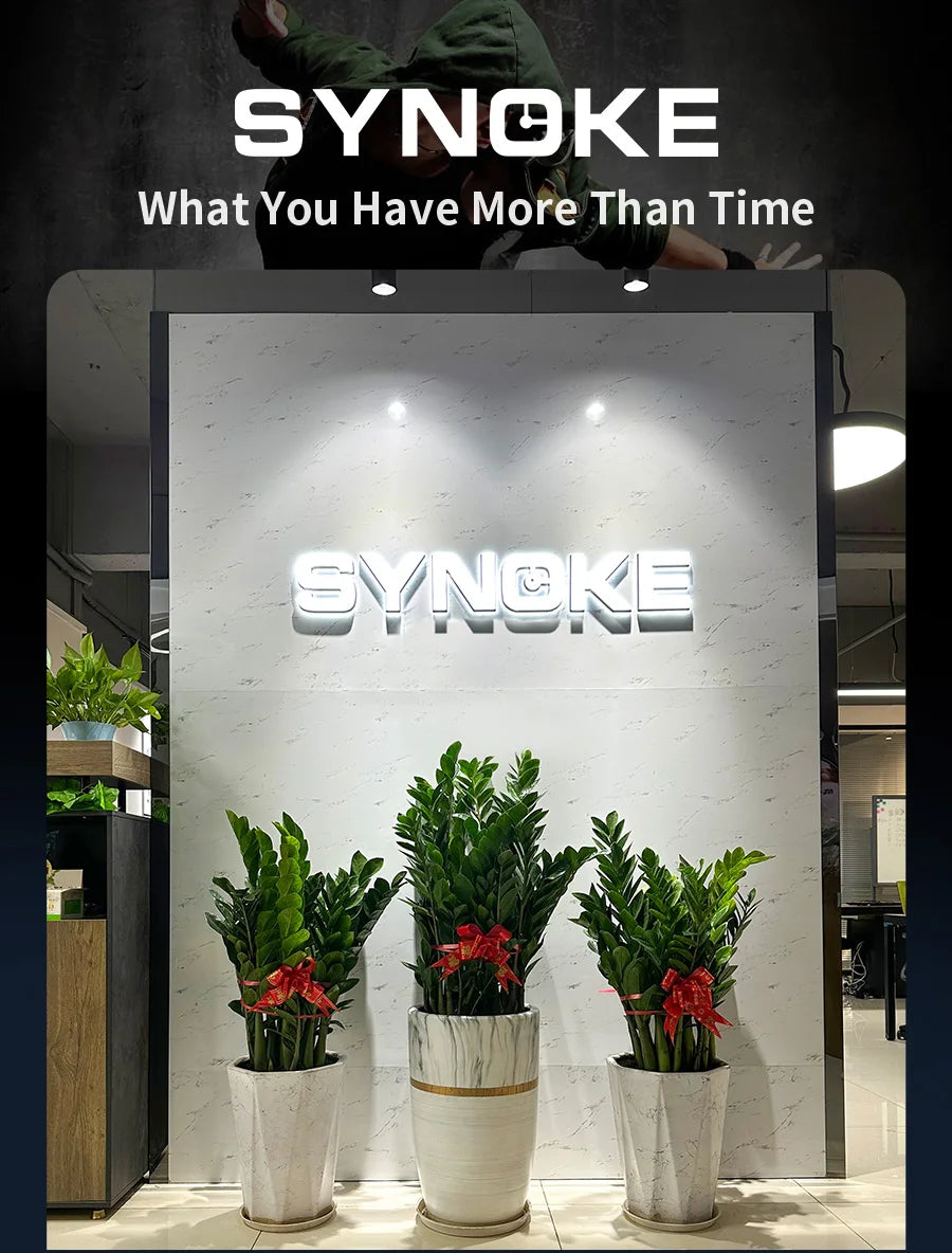 Montre SYNOKE Homme — Waterproof, LED & Cuir Vintage, Outdoor
