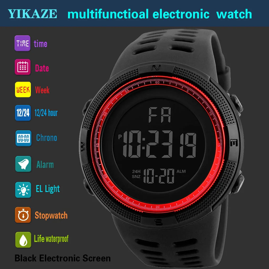 Montre Militaire Homme — LED Lumineuse & Multifonction, Sport