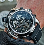 Montre Automatique Reef Tiger/RT Homme — Luxe Militaire Bleue Acier Waterproof