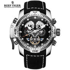 Montre Automatique Reef Tiger/RT Homme — Luxe Militaire Bleue Acier Waterproof