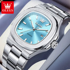 Montre OLEVS 3696 Homme — Carrée Luxe, Quartz & Acier Inoxydable Waterproof