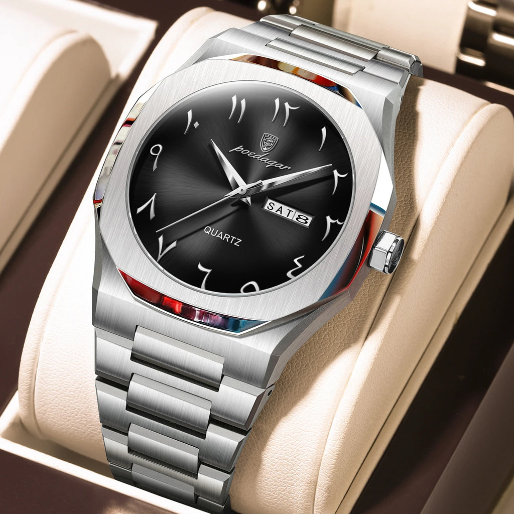 Montre Militaire POEDAGAR Homme — Luxe, Quartz & Acier Inoxydable Waterproof