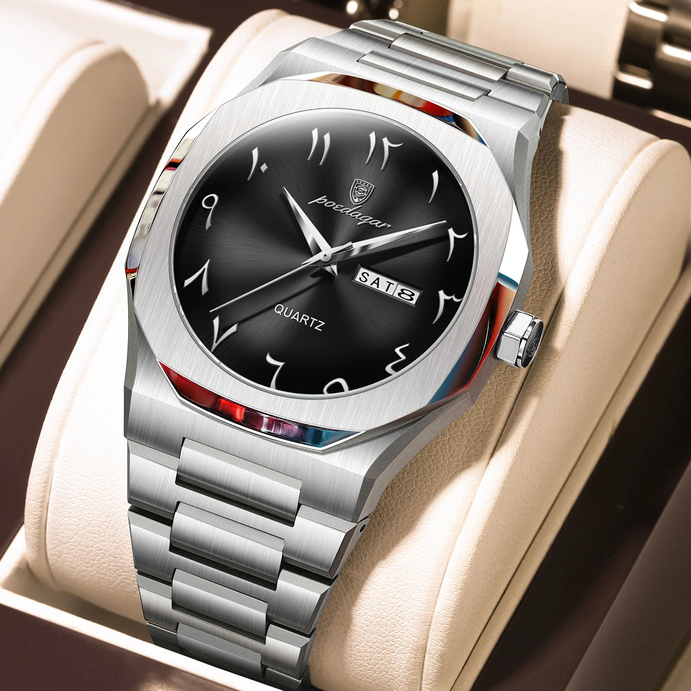 Montre Militaire POEDAGAR Homme — Luxe, Quartz & Acier Inoxydable Waterproof