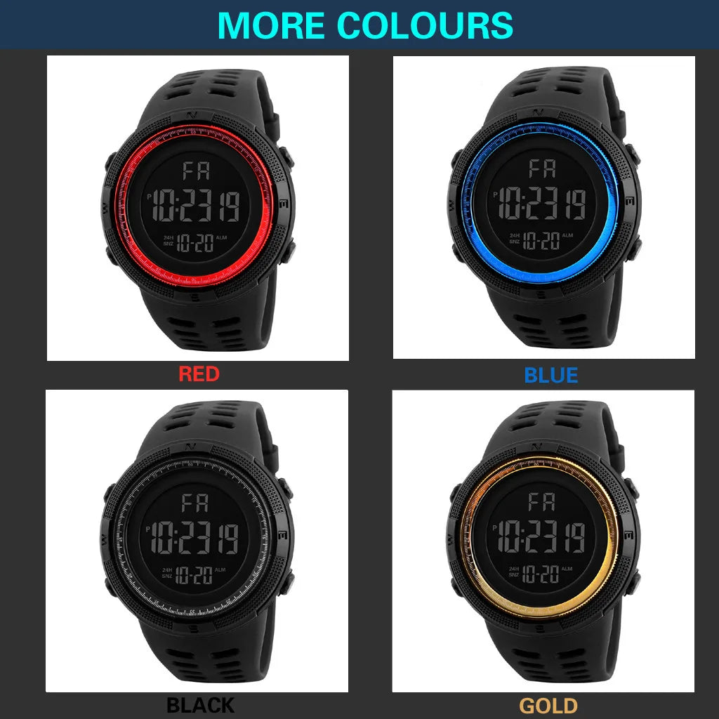 Montre Militaire Homme — LED Lumineuse & Multifonction, Sport