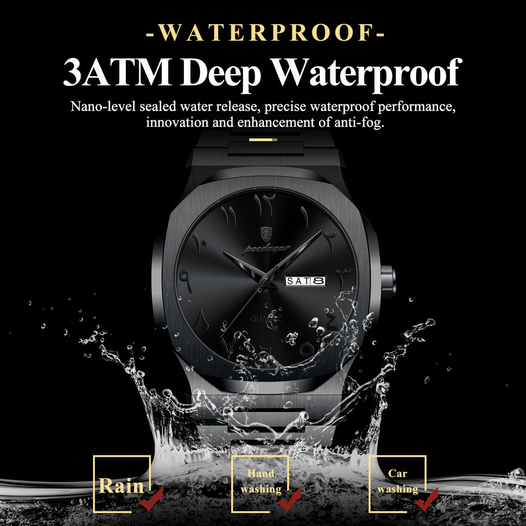 Montre Militaire POEDAGAR Homme — Luxe, Quartz & Acier Inoxydable Waterproof