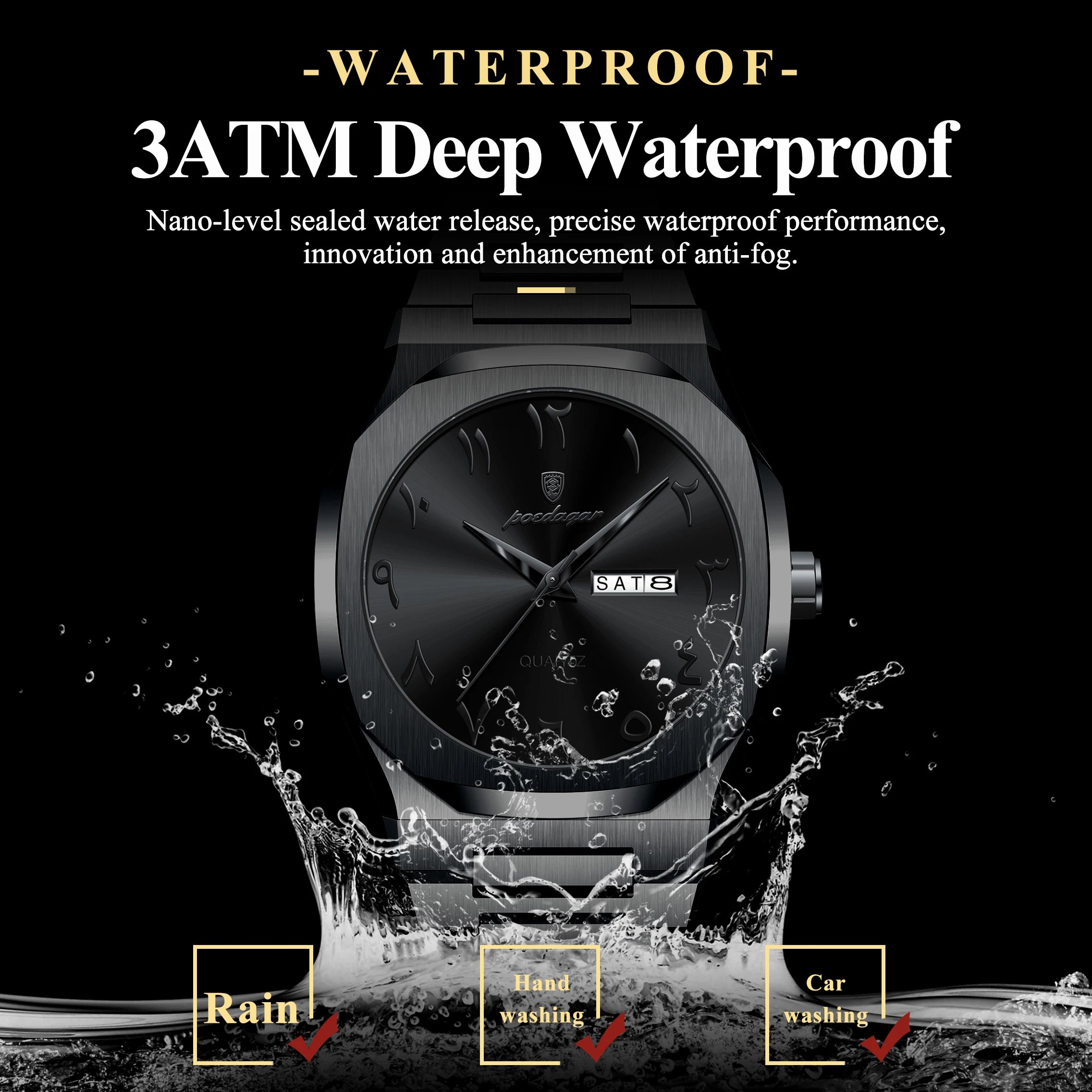 Montre Militaire POEDAGAR Homme — Luxe, Quartz & Acier Inoxydable Waterproof