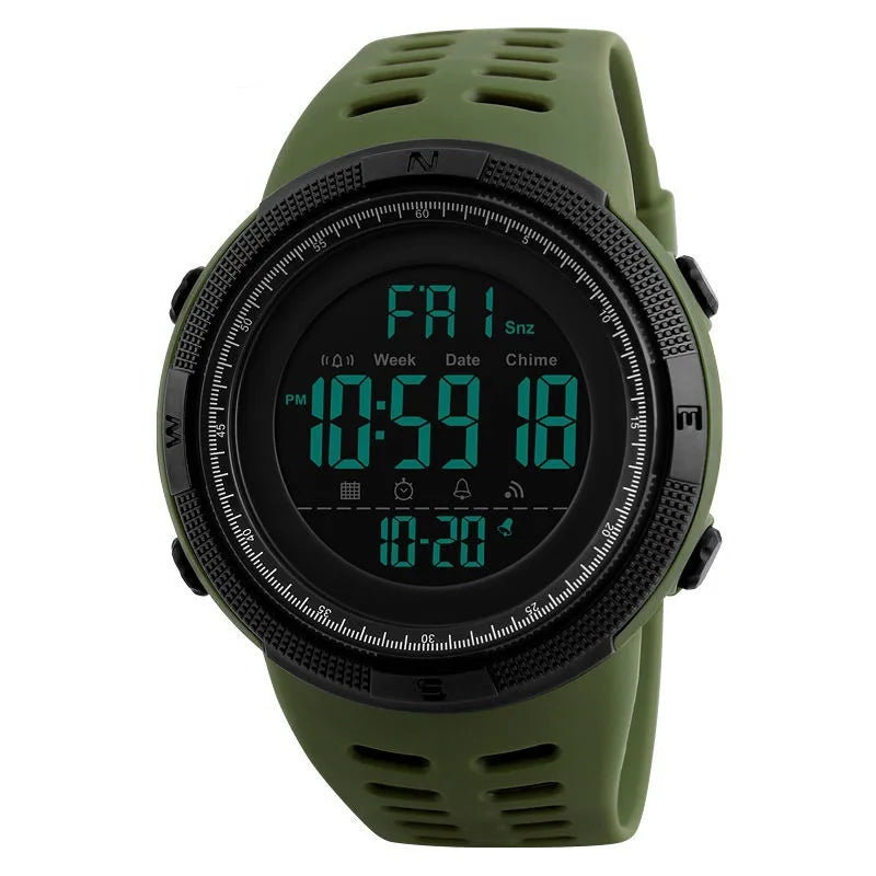 Montre Militaire Homme — LED Lumineuse & Multifonction, Sport