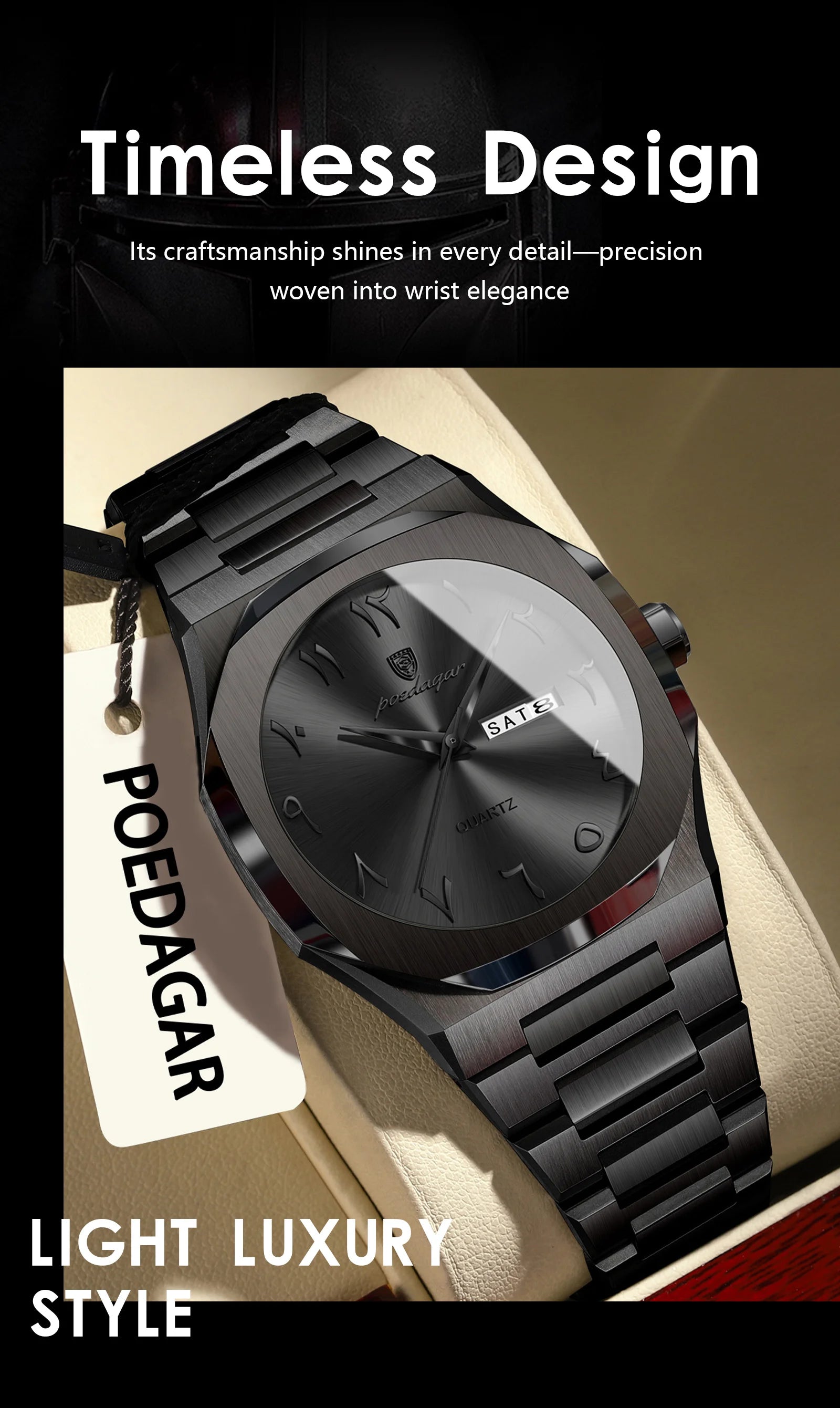 Montre Militaire POEDAGAR Homme — Luxe, Quartz & Acier Inoxydable Waterproof
