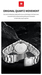Montre OLEVS 3696 Homme — Carrée Luxe, Quartz & Acier Inoxydable Waterproof