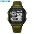 Montre SYNOKE Homme — Waterproof, LED & Cuir Vintage, Outdoor