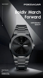 Montre Militaire POEDAGAR Homme — Luxe, Quartz & Acier Inoxydable Waterproof