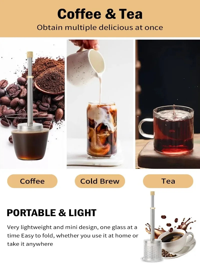 Filtre à Café Réutilisable en Acier Inoxydable — Infuseur Thé & Café Portable