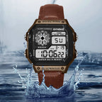 Montre SYNOKE Homme — Waterproof, LED & Cuir Vintage, Outdoor