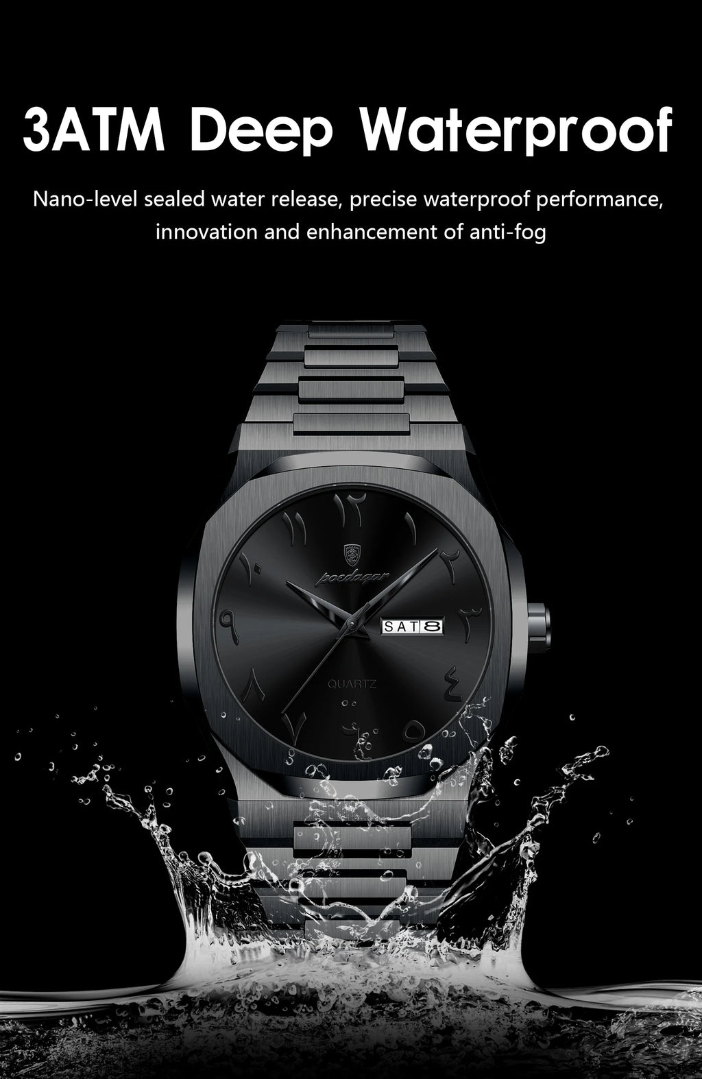 Montre Militaire POEDAGAR Homme — Luxe, Quartz & Acier Inoxydable Waterproof