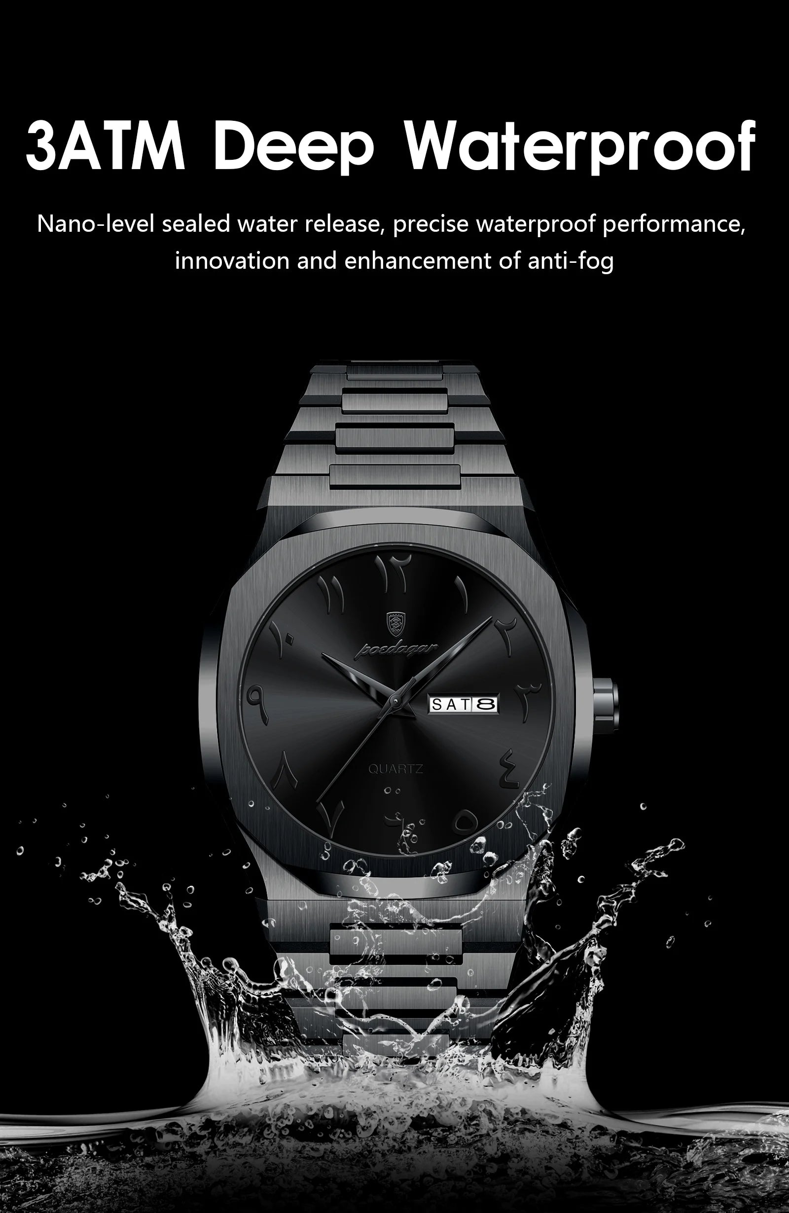 Montre Militaire POEDAGAR Homme — Luxe, Quartz & Acier Inoxydable Waterproof