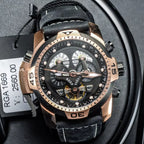 Montre Automatique Reef Tiger/RT Homme — Luxe Militaire Bleue Acier Waterproof