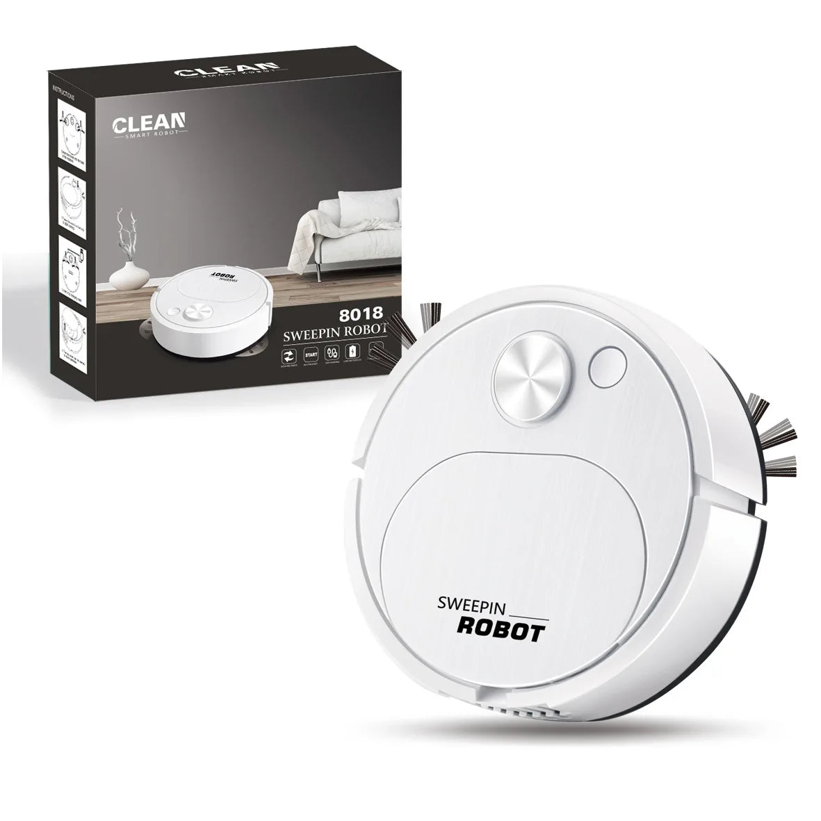Robot Aspirateur Laveur 3-en-1 — Aspiration 1500Pa, Balayage & Serpillière Sans Fil