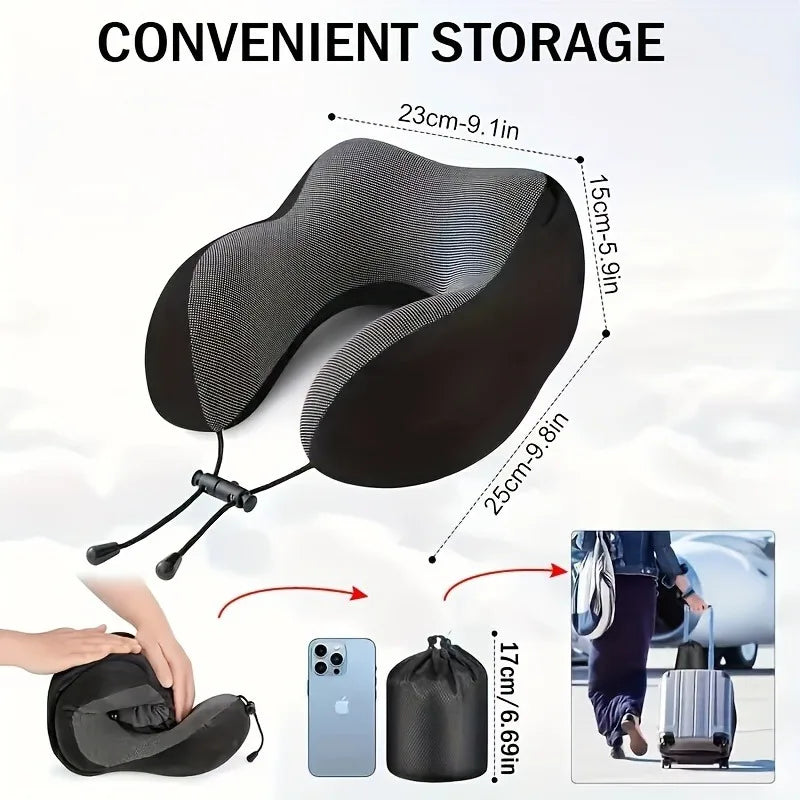 Oreiller de Voyage Mousse à Mémoire de Forme — Soutien Cervical Total
