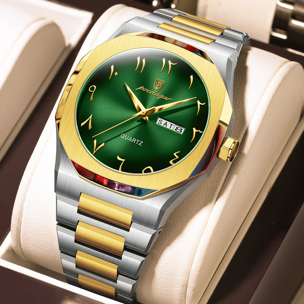 Montre Militaire POEDAGAR Homme — Luxe, Quartz & Acier Inoxydable Waterproof