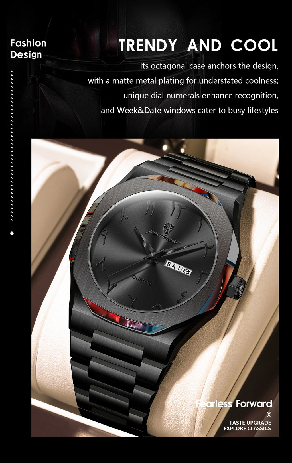 Montre Militaire POEDAGAR Homme — Luxe, Quartz & Acier Inoxydable Waterproof