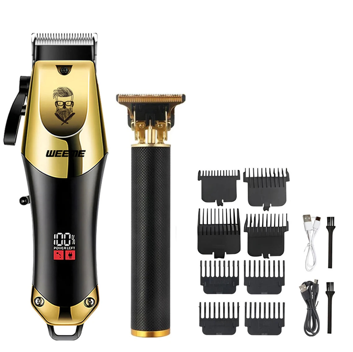 Kit Tondeuse Électrique Homme T9 — Barbe, Cheveux & Nez, Rechargeable, Idée Cadeau