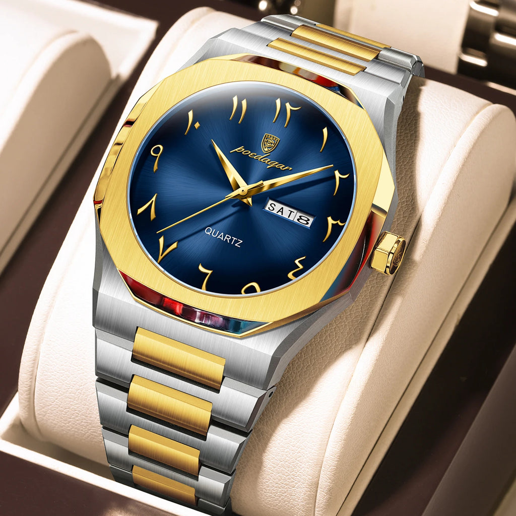 Montre Militaire POEDAGAR Homme — Luxe, Quartz & Acier Inoxydable Waterproof