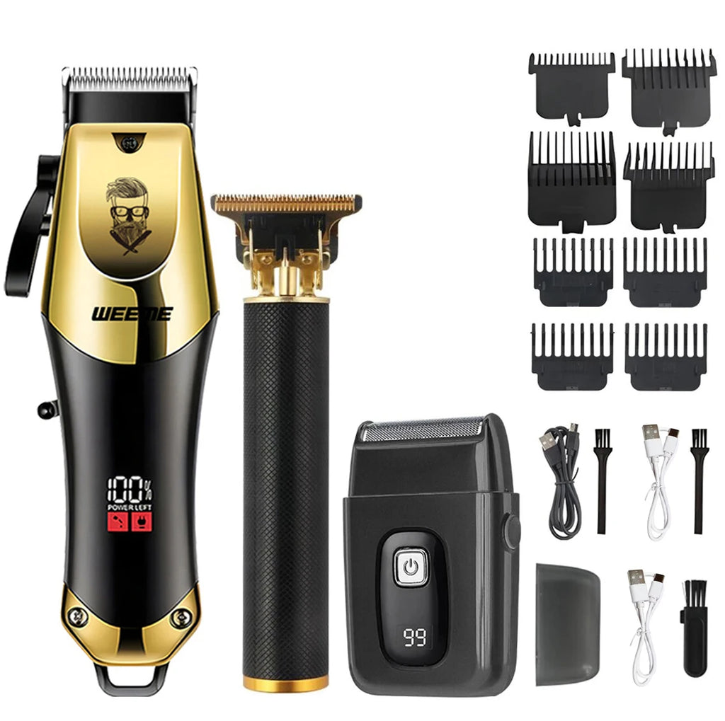 Kit Tondeuse Électrique Homme T9 — Barbe, Cheveux & Nez, Rechargeable, Idée Cadeau